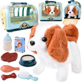 Interaktywny piesek beagle + karma + transporter akcesoria ZA4354