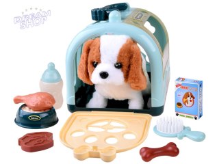 Interaktywny piesek beagle + karma + transporter akcesoria ZA4354