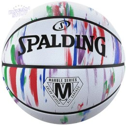 Piłka do koszykówki Spalding marble series r. biały czerwony niebieski