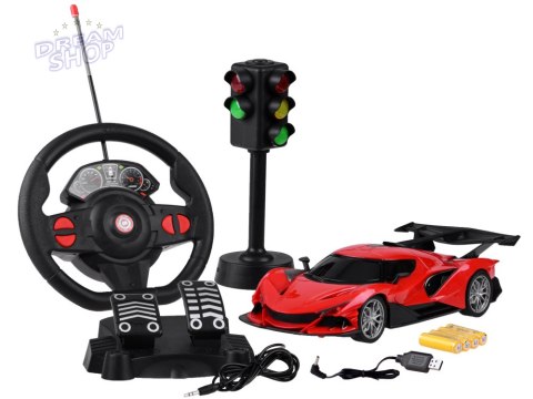 Zdalnie sterowane SPORTOWE auto + kierownica + sygnalizacja RC0589 CZ