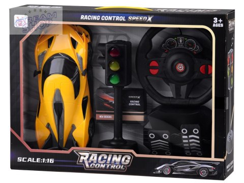 Zdalnie sterowane SPORTOWE auto + kierownica + sygnalizacja RC0589 ZO Zdalnie sterowane SPORTOWE auto + kierownica + sygnalizacja RC0589 ZO