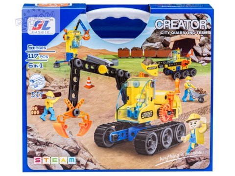 Klocki Konstrukcyjne, Maszyny, Pojazdy Budowlane, Auto, Helikopter, Dźwig, Samochód Do Rozkręcania I Skręcania 6w1