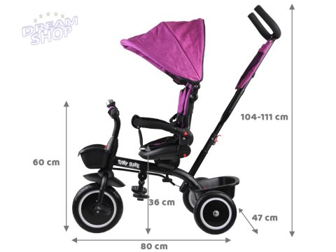 Rowerek trójkołowy Tiny Bike 3w1 różowy z daszkiem SP0650