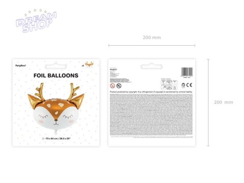 Balon foliowy Jelonek głowa 73cm x 64cm Balon foliowy Jelonek głowa 73cm x 64cm