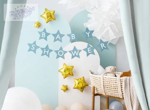 Baner napis na baby shower gwiazdki jasnoniebieskie 290cm x 16,5cm Baner napis na baby shower gwiazdki jasnoniebieskie 290cm x 16,5cm
