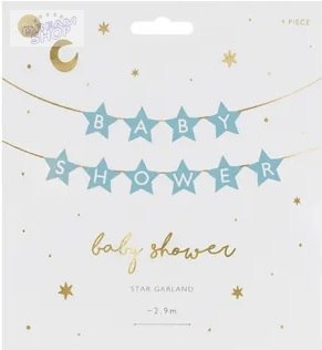 Baner napis na baby shower gwiazdki jasnoniebieskie 290cm x 16,5cm Baner napis na baby shower gwiazdki jasnoniebieskie 290cm x 16,5cm