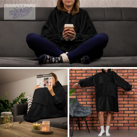 Bluzair Bluza Koc Hoodie Oversize Polska Czarny