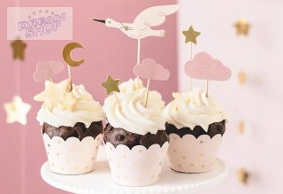Dekoracje do muffinek babeczek - Bocian 11cm - 12cm 7 sztuk