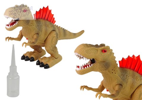 Dinozaur Zieje Ogniem Para Wodna Świeci Na Baterie Brązowy Dinozaur Zieje Ogniem Para Wodna Świeci Na Baterie Brązowy