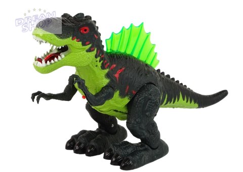 Dinozaur Zieje Ogniem Para Wodna Świeci Na Baterie Zielony Dinozaur Zieje Ogniem Para Wodna Świeci Na Baterie Zielony