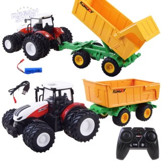 Traktor na pilota gumowe koła + przyczepa RC0601
