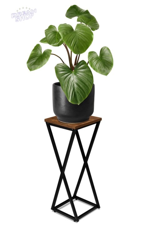 Kwietnik loftowy KONEL czarny postarzany dąb 62 cm
