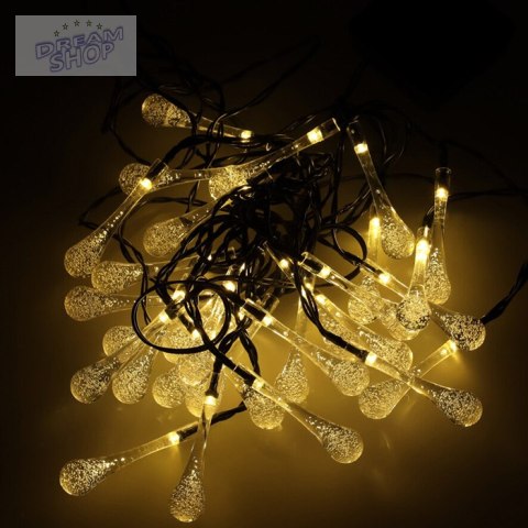 Lampki solarne ogrodowe sople 6,5m 30LED ciepły biały Lampki solarne ogrodowe sople 6,5m 30LED ciepły biały