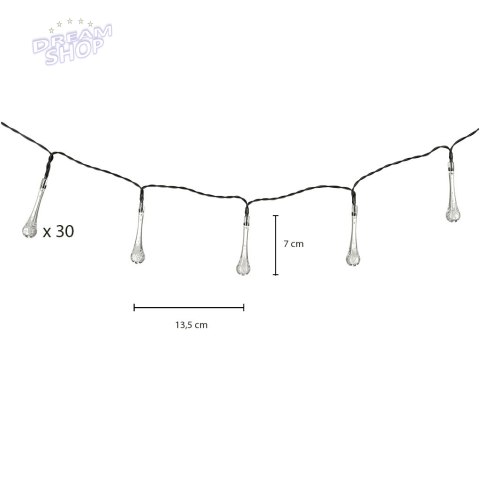 Lampki solarne ogrodowe sople 6,5m 30LED zimny biały Lampki solarne ogrodowe sople 6,5m 30LED zimny biały