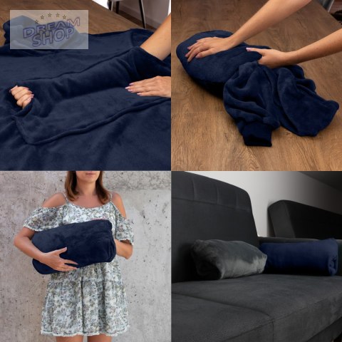 Bluzair Bluza Koc z Kapturem XXL Ciepła Granat 4w1 Bluzair Bluza Koc z Kapturem XXL Ciepła Granat 4w1