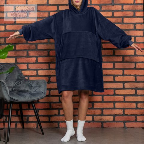 Bluzair Bluza Koc z Kapturem XXL Ciepła Granat 4w1 Bluzair Bluza Koc z Kapturem XXL Ciepła Granat 4w1