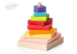 Drewniana Piramida Nakładanie Kolorowych Kwadratów 13357