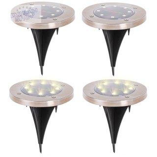 Lampy solarne gruntowe najazdowe ogrodowe 8LED 4szt. ciepły biały