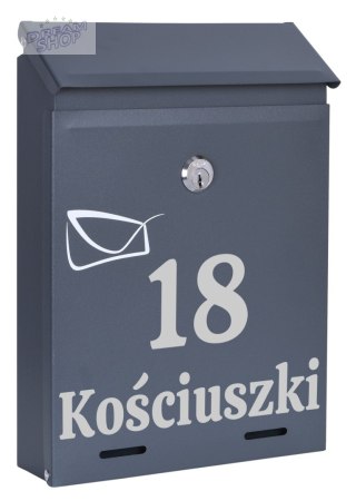 Skrzynka na listy ODVIN antracyt z napisem