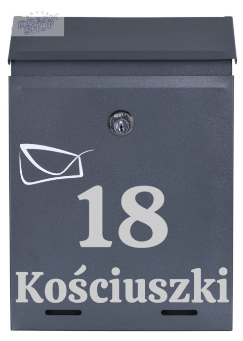 Skrzynka na listy ODVIN antracyt z napisem Skrzynka na listy ODVIN antracyt z napisem