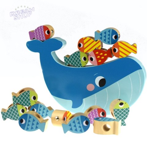 TOOKY TOY Drewniana Gra Wieloryb i Rybki Wielofunkcyjna 4 w 1 TOOKY TOY Drewniana Gra Wieloryb i Rybki Wielofunkcyjna 4 w 1