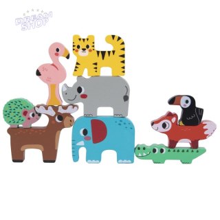 TOOKY TOY Drewniane Klocki Zwierzątka 9 Elementów