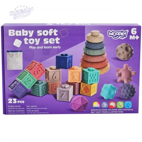 WOOPIE Klocki Sensoryczne Układanka do Ściskania Wody Dźwięk Nauka Liczenia 23 el. WOOPIE Klocki Sensoryczne Układanka do Ściskania Wody Dźwięk Nauka Liczenia 23 el.