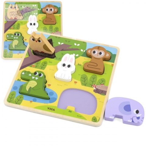 VIGA Drewniana Układanka Puzzle Zwierzątka Las do Dopasowania VIGA Drewniana Układanka Puzzle Zwierzątka Las do Dopasowania