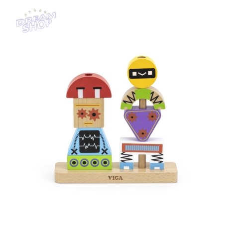 VIGA Układanka Piramidka Roboty + Wzory 8 el. VIGA Układanka Piramidka Roboty + Wzory 8 el.