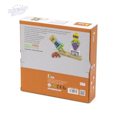 VIGA Układanka Piramidka Roboty + Wzory 8 el. VIGA Układanka Piramidka Roboty + Wzory 8 el.