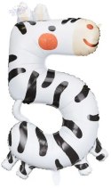 Balon foliowy urodzinowy cyfra "5" - Zebra 68x98 cm