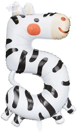 Balon foliowy urodzinowy cyfra "5" - Zebra 68x98 cm Balon foliowy urodzinowy cyfra "5" - Zebra 68x98 cm