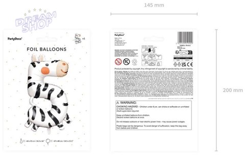 Balon foliowy urodzinowy cyfra "5" - Zebra 68x98 cm Balon foliowy urodzinowy cyfra "5" - Zebra 68x98 cm