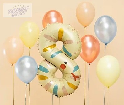 Balon foliowy urodzinowy cyfra "8" - Wąż 55x88 cm