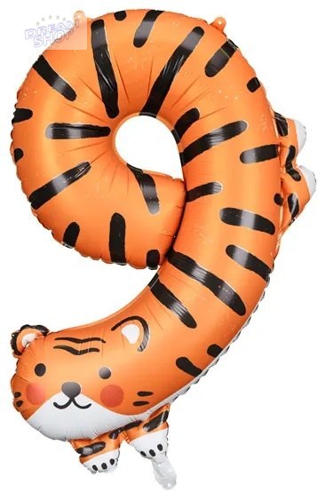 Balon foliowy urodzinowy cyfra "9" - Tygrys 64x87 cm Balon foliowy urodzinowy cyfra "9" - Tygrys 64x87 cm