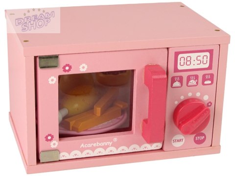 Drewniana Kuchenka Mikrofalowa Mikrofalówka Jedzenie Różowa Drewniana Kuchenka Mikrofalowa Mikrofalówka Jedzenie Różowa
