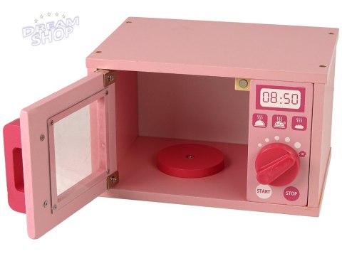 Drewniana Kuchenka Mikrofalowa Mikrofalówka Jedzenie Różowa Drewniana Kuchenka Mikrofalowa Mikrofalówka Jedzenie Różowa