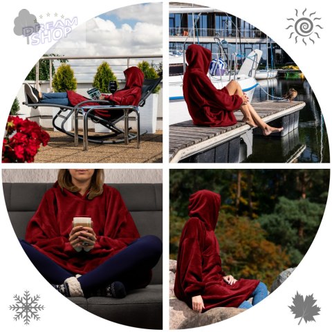 Bluzair Koco Bluza Oversize z Kapturem Bordowa 4w1 Bluzair Koco Bluza Oversize z Kapturem Bordowa 4w1