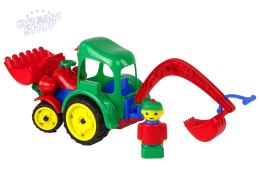 Duży Traktor Koparka Z Figurką Gumowe Koła Ruchome Łyżki