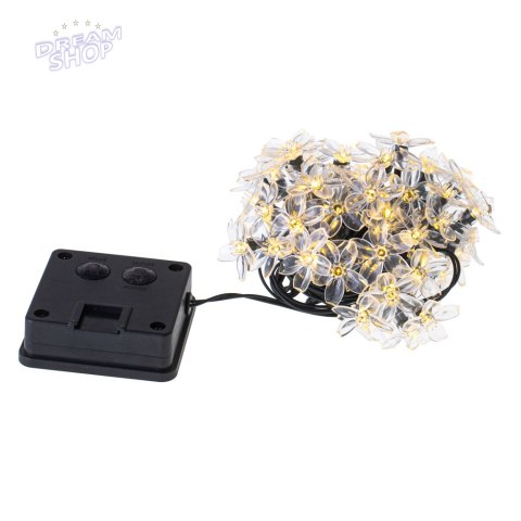 Lampki ogrodowe solarne kwiatki 7m 50LED ciepły biały Lampki ogrodowe solarne kwiatki 7m 50LED ciepły biały