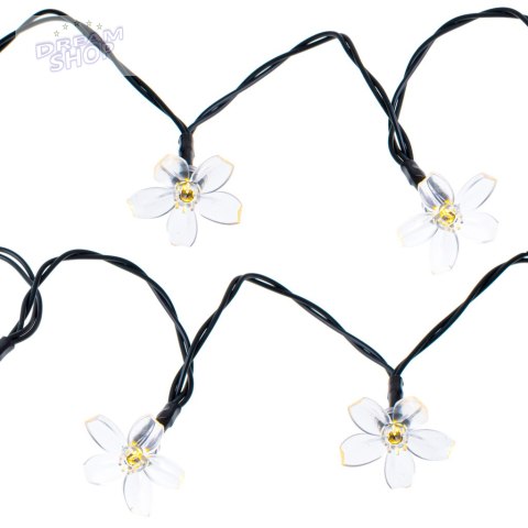 Lampki ogrodowe solarne kwiatki 7m 50LED ciepły biały Lampki ogrodowe solarne kwiatki 7m 50LED ciepły biały