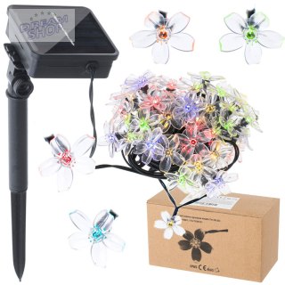 Lampki ogrodowe solarne kwiatki 7m 50LED multikolor