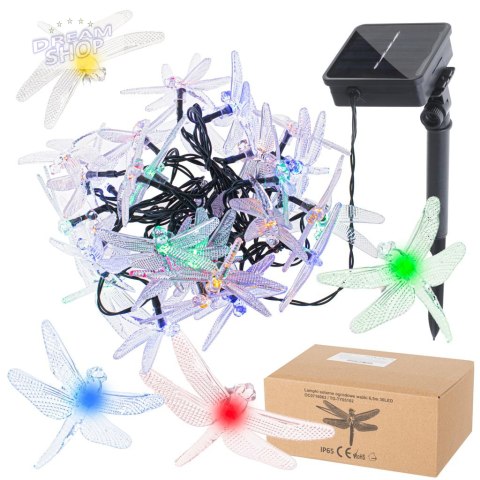 Lampki ogrodowe solarne ważki 6,5m 30LED multikolor Lampki ogrodowe solarne ważki 6,5m 30LED multikolor