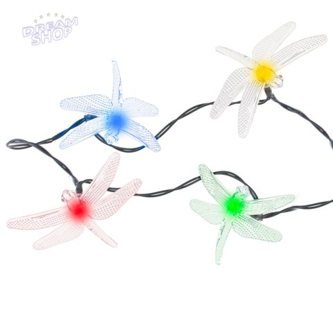 Lampki ogrodowe solarne ważki 6,5m 30LED multikolor Lampki ogrodowe solarne ważki 6,5m 30LED multikolor
