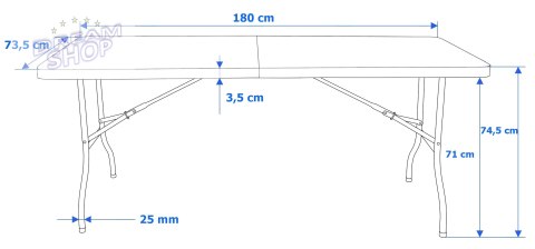 Stół cateringowy WOODLAND składany w walizkę 180 cm antracyt