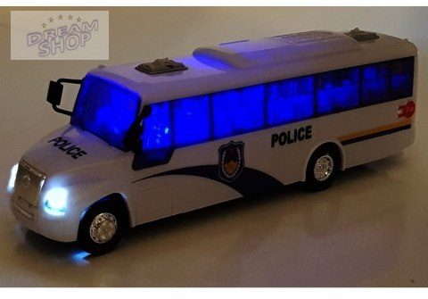 Model Autobusu Bus Policyjny Świeci Biały Model Autobusu Bus Policyjny Świeci Biały