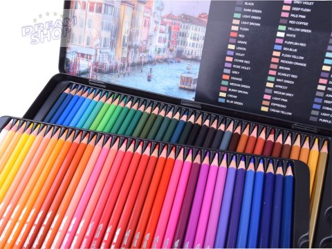 Zestaw kredki akwarelowe 72 kolory etui zestaw w metalowym piórniku AP0006