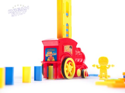 Układanka Domino z pociągiem + dźwięk 80el czerwon