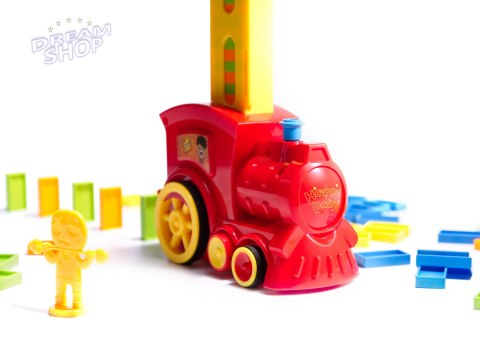 Układanka Domino z pociągiem + dźwięk 80el czerwon