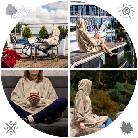 Bluzair Koco Bluza Oversize Kapturem Beżowa 4w1 Bluzair Koco Bluza Oversize Kapturem Beżowa 4w1